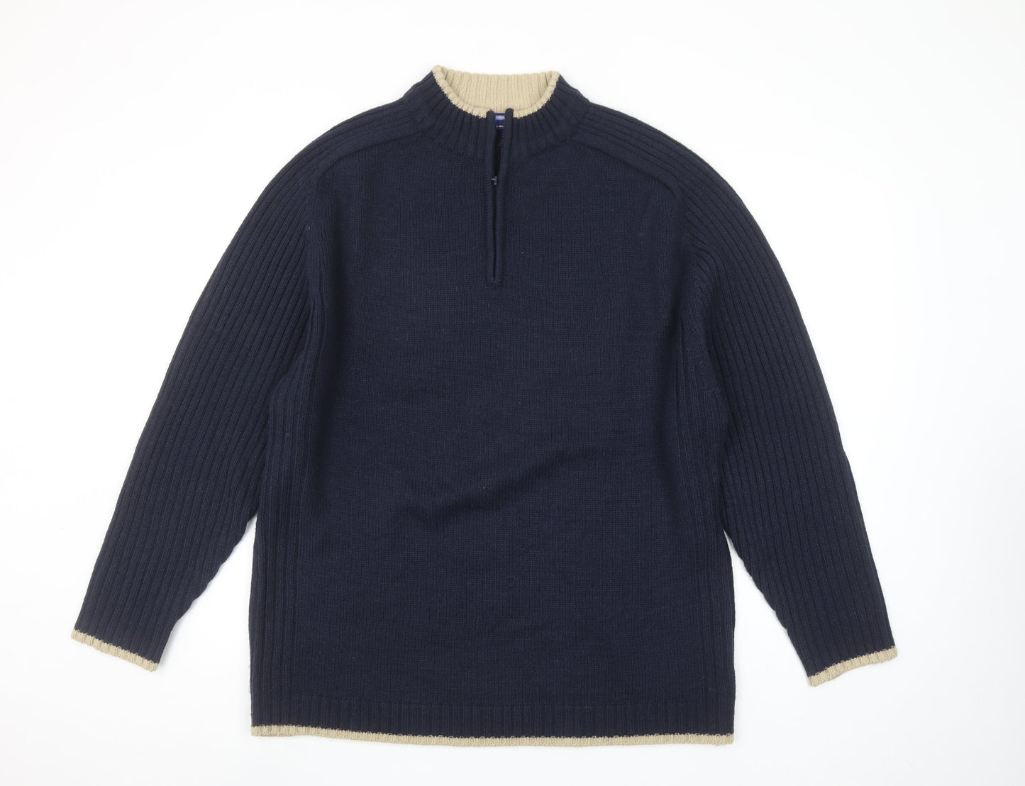 Innocenti Mens Blue 1/4 Zip High Neck Acrylic Jumper XL