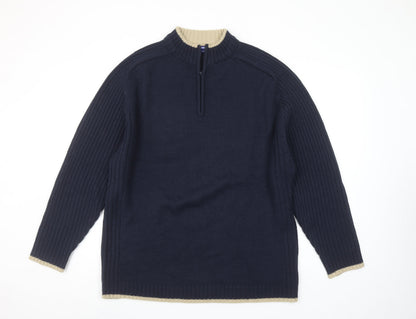 Innocenti Mens Blue 1/4 Zip High Neck Acrylic Jumper XL
