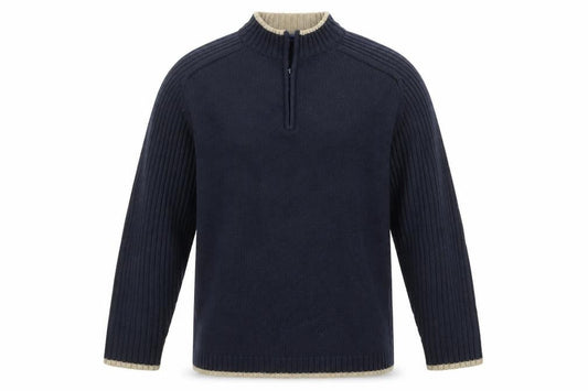 Innocenti Mens Blue 1/4 Zip High Neck Acrylic Jumper XL