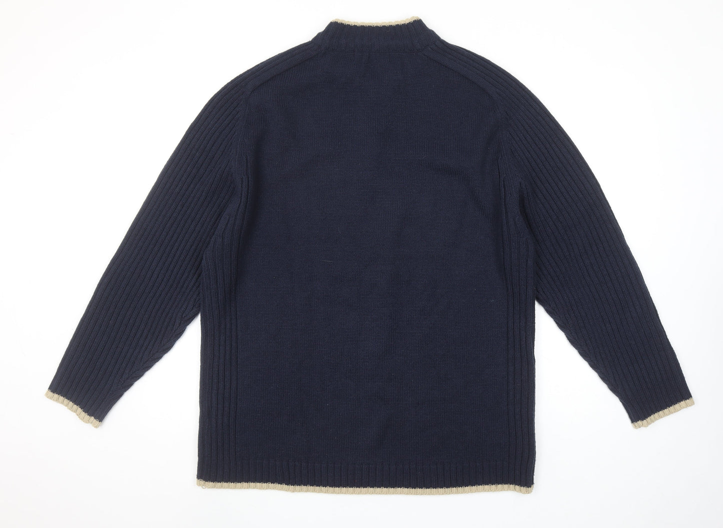 Innocenti Mens Blue 1/4 Zip High Neck Acrylic Jumper XL