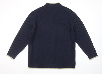 Innocenti Mens Blue 1/4 Zip High Neck Acrylic Jumper XL