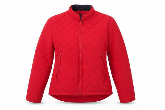 Sherwood Forest Women's Red Quilted Jacket Size 10 Lined Zip Pockets