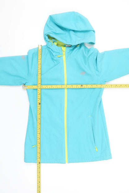 4F Womens Blue Soft Shell Hooded Activewear Jacket XS