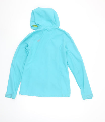 4F Womens Blue Soft Shell Hooded Activewear Jacket XS