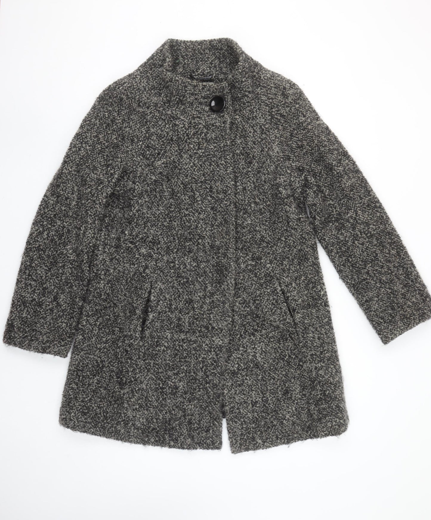 Wallis Women Grey Wool Blend Mid-Length Overcoat Size S