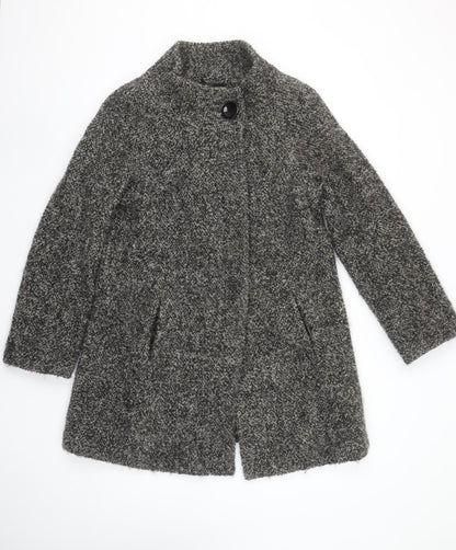 Wallis Women Grey Wool Blend Mid-Length Overcoat Size S