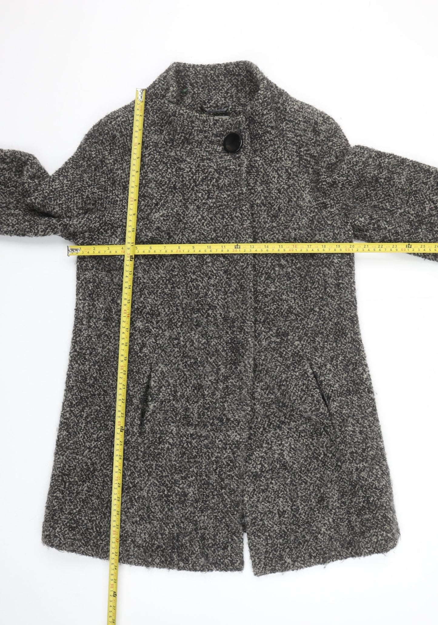 Wallis Women Grey Wool Blend Mid-Length Overcoat Size S