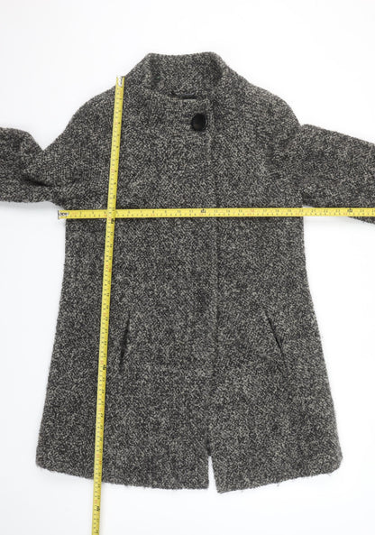 Wallis Women Grey Wool Blend Mid-Length Overcoat Size S