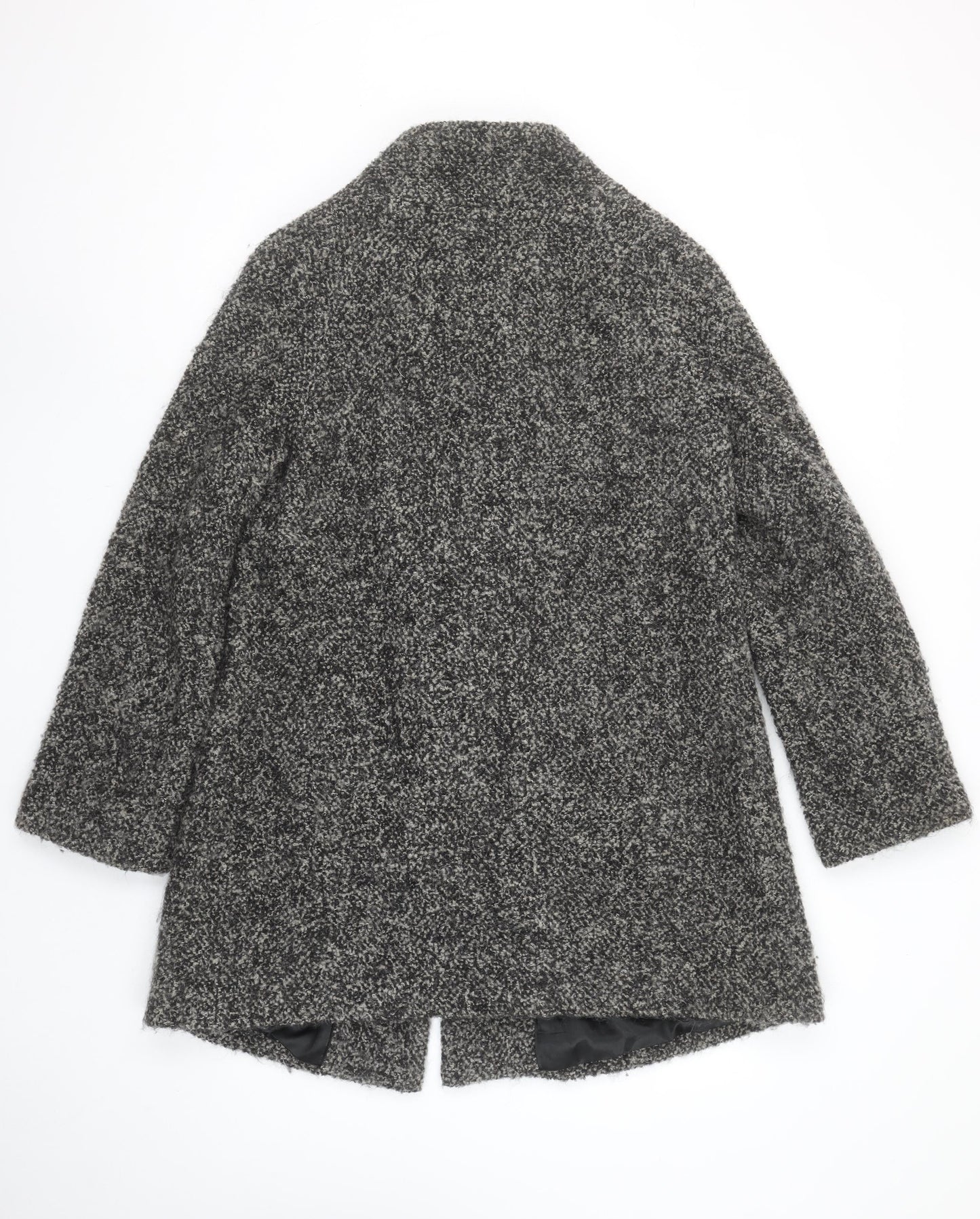 Wallis Women Grey Wool Blend Mid-Length Overcoat Size S
