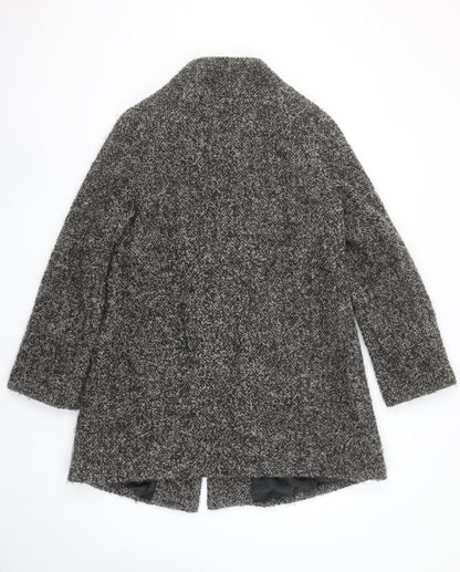 Wallis Women Grey Wool Blend Mid-Length Overcoat Size S