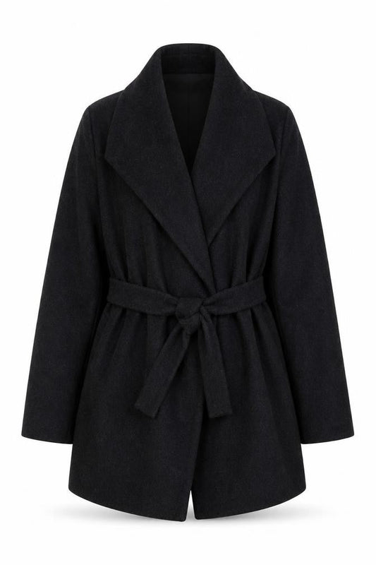 Isabella Oliver Women's Black Wool Belted Maternity Coat Size M