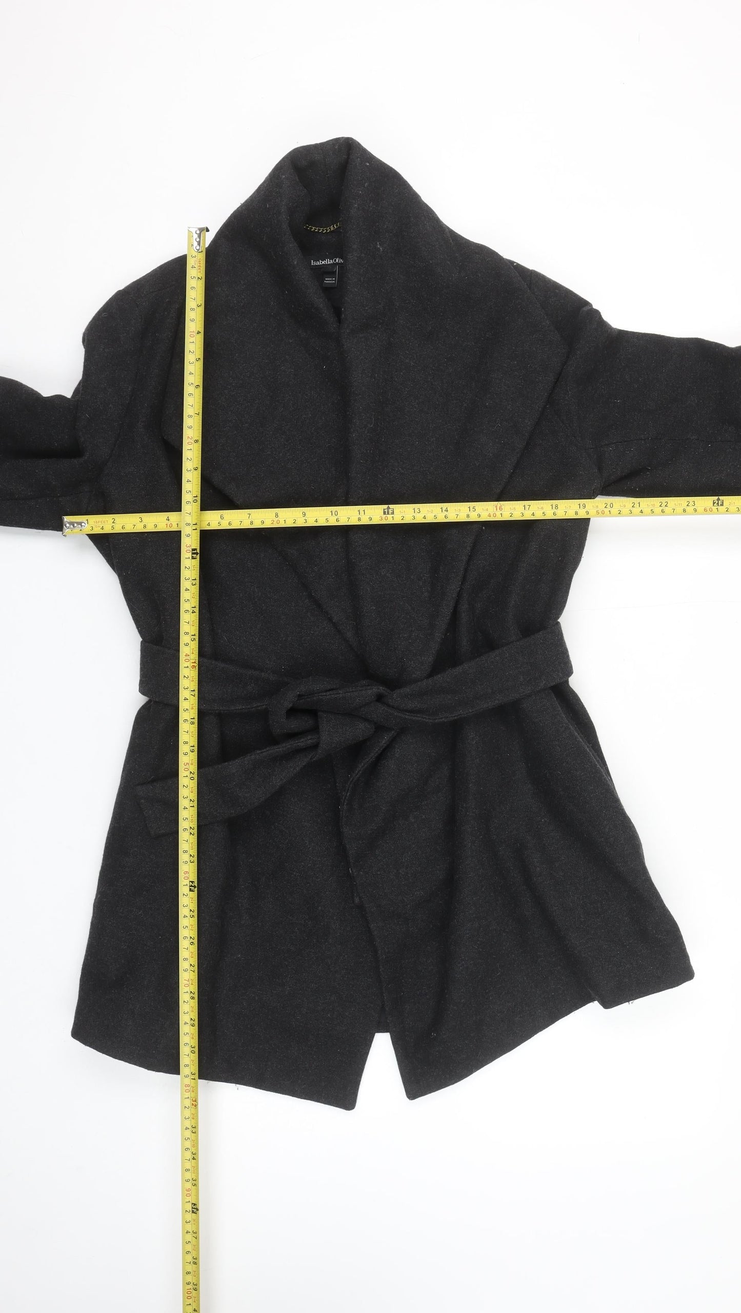 Isabella Oliver Women's Black Wool Belted Maternity Coat Size M
