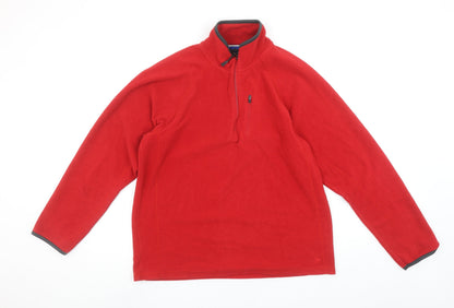 Marks and Spencer Men's Red Fleece 1/4 Zip Pullover Sweatshirt M