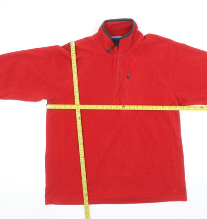 Marks and Spencer Men's Red Fleece 1/4 Zip Pullover Sweatshirt M