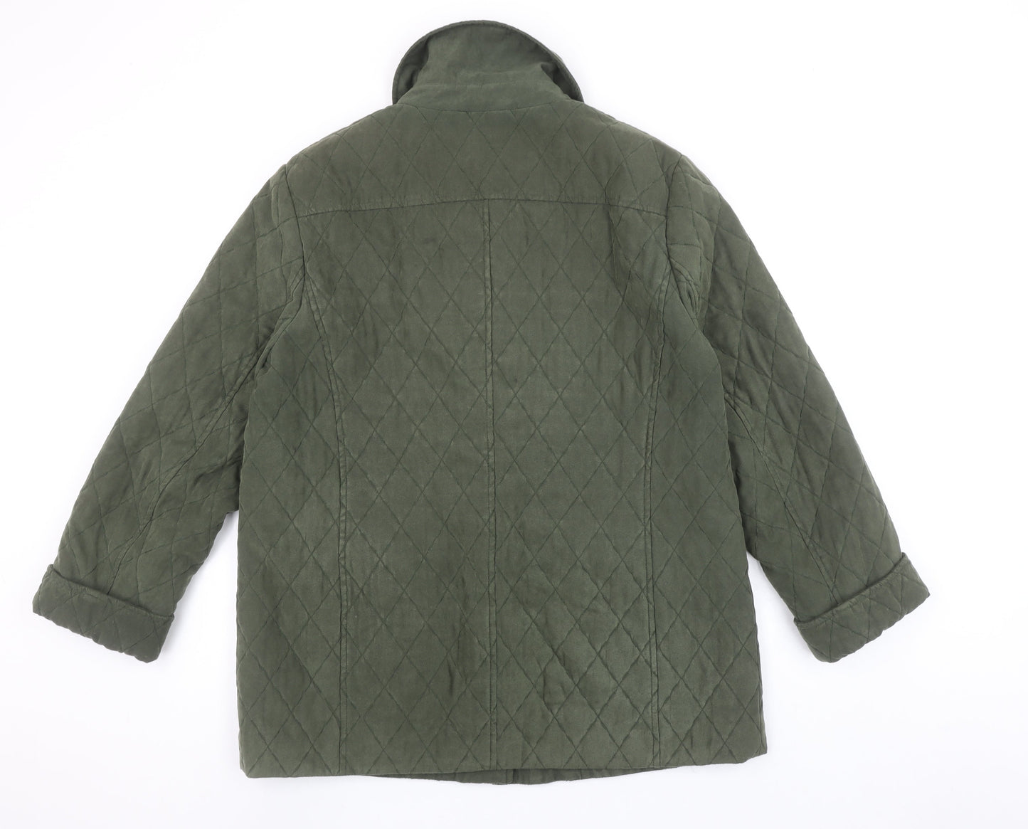 E Women’s Green Quilted Mid-Length Padded Jacket UK 14