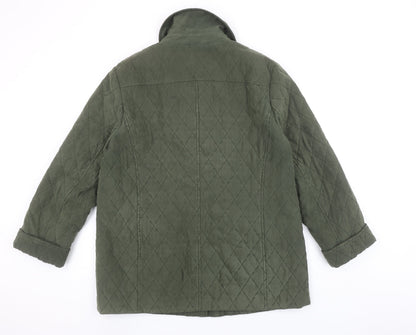 E Women’s Green Quilted Mid-Length Padded Jacket UK 14