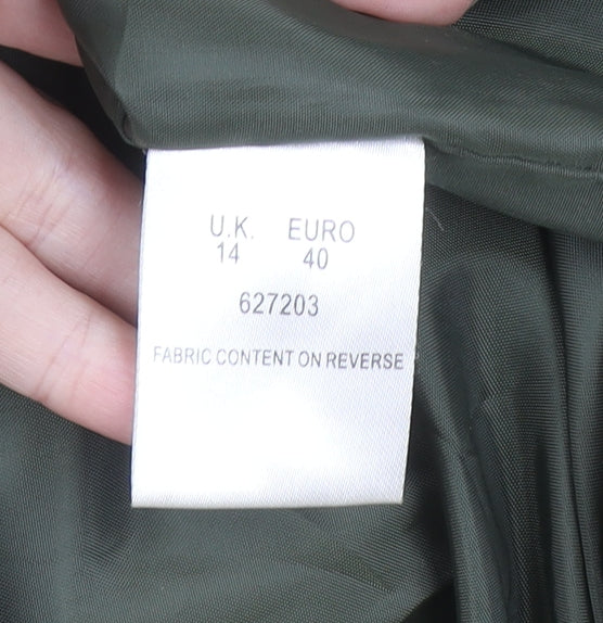 E Women’s Green Quilted Mid-Length Padded Jacket UK 14