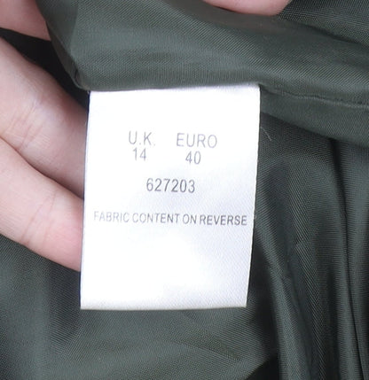 E Women’s Green Quilted Mid-Length Padded Jacket UK 14