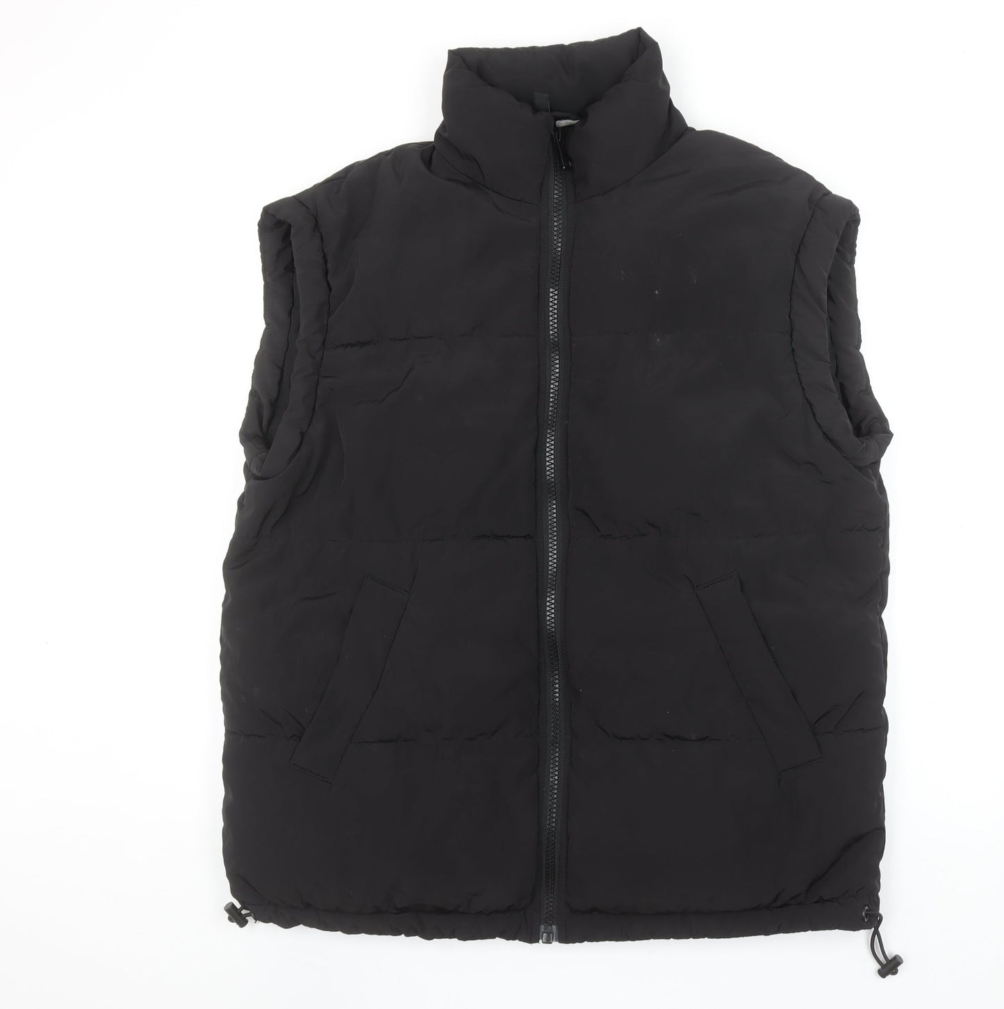 H&M Divided Men's Black Puffer Waistcoat S Polyester Winter Zip Vest
