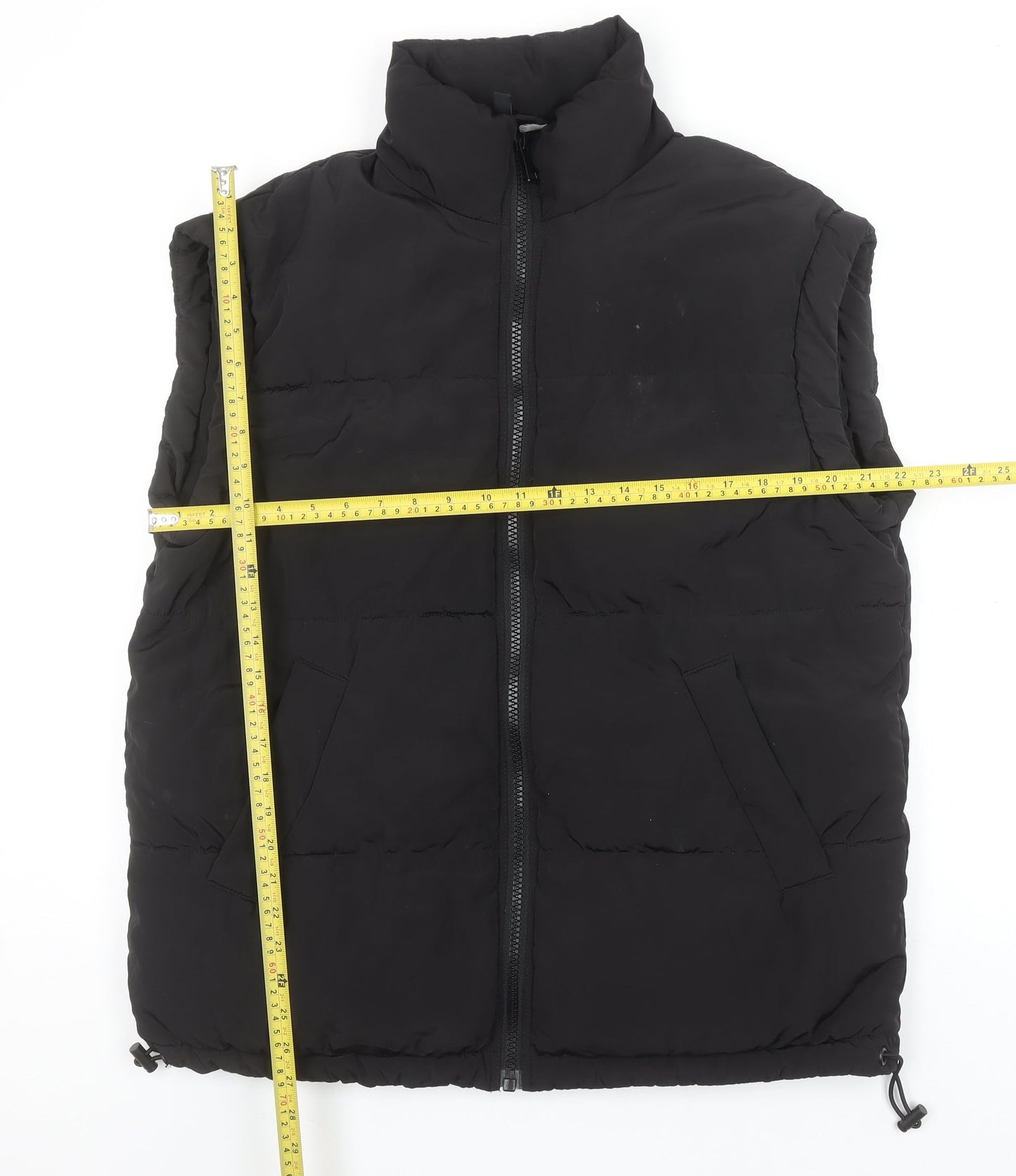 H&M Divided Men's Black Puffer Waistcoat S Polyester Winter Zip Vest