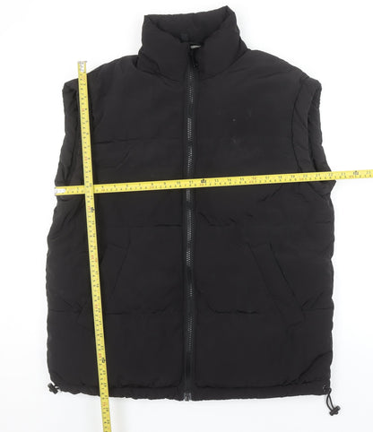 H&M Divided Men's Black Puffer Waistcoat S Polyester Winter Zip Vest