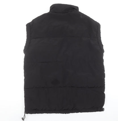 H&M Divided Men's Black Puffer Waistcoat S Polyester Winter Zip Vest