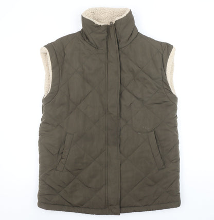 George Womens Green Quilted Fleece Lined Sleeveless Waistcoat Size 12-14