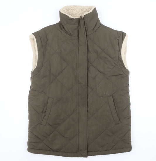 George Womens Green Quilted Fleece Lined Sleeveless Waistcoat Size 12-14