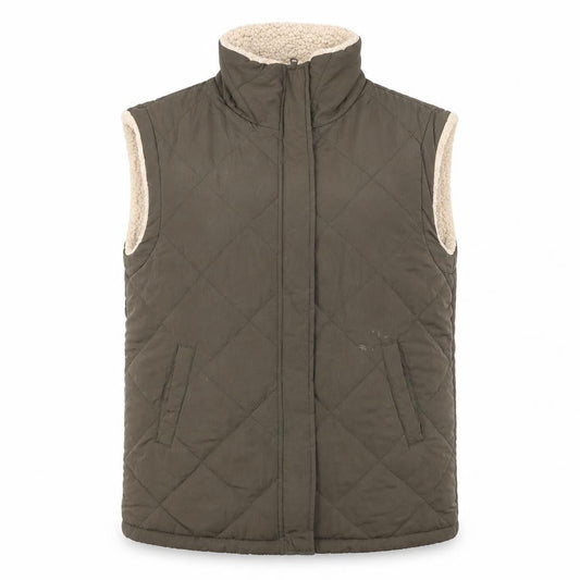 George Womens Green Quilted Fleece Lined Sleeveless Waistcoat Size 12-14