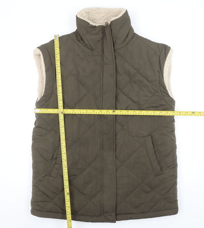 George Womens Green Quilted Fleece Lined Sleeveless Waistcoat Size 12-14