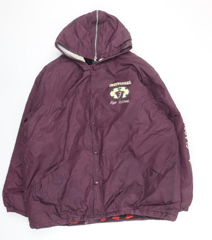 Flyer Clothing Men's Purple Hooded Puffer Jacket L Nylon Winter