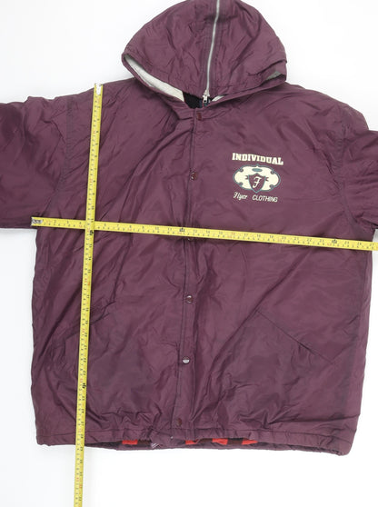 Flyer Clothing Men's Purple Hooded Puffer Jacket L Nylon Winter