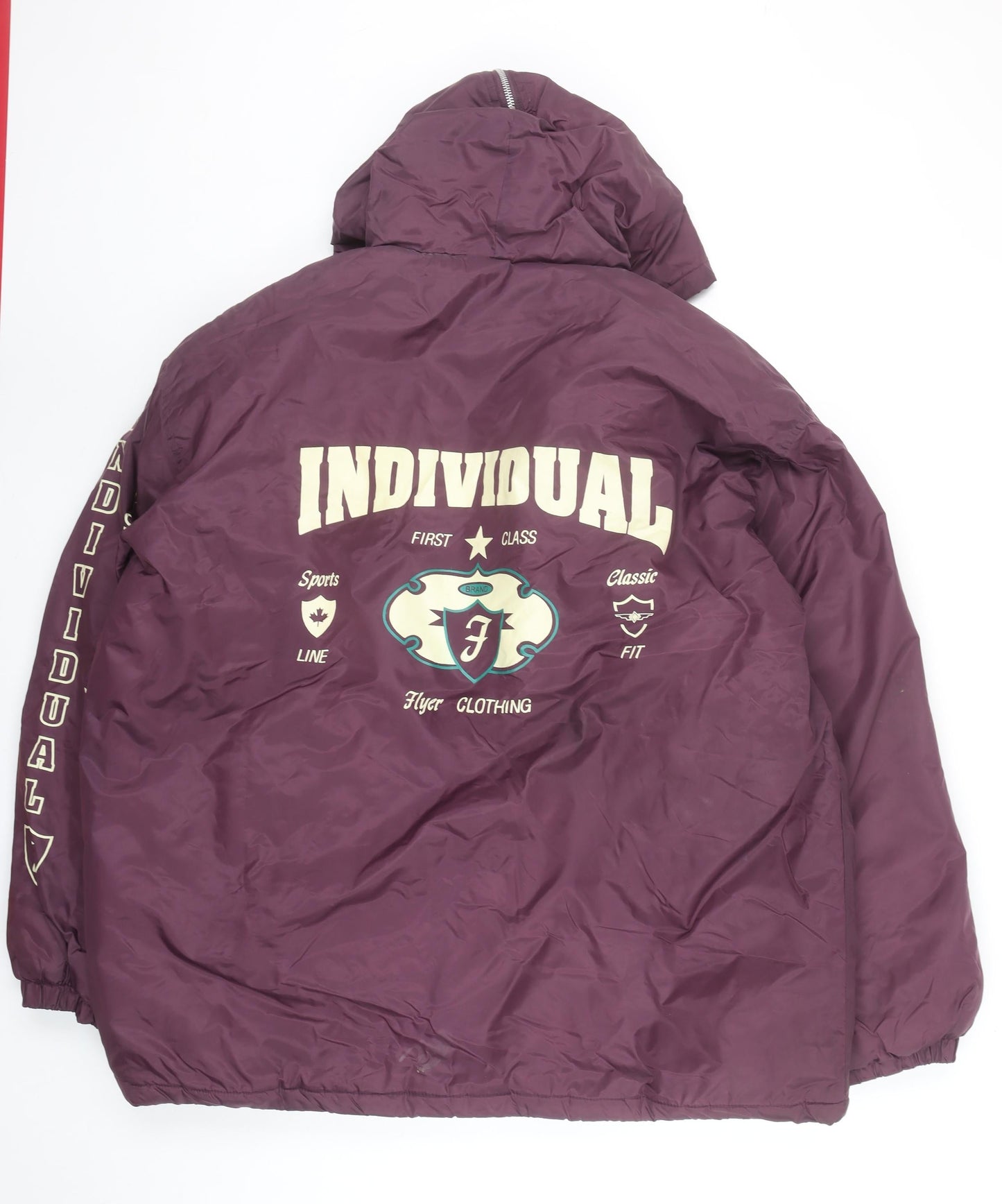 Flyer Clothing Men's Purple Hooded Puffer Jacket L Nylon Winter