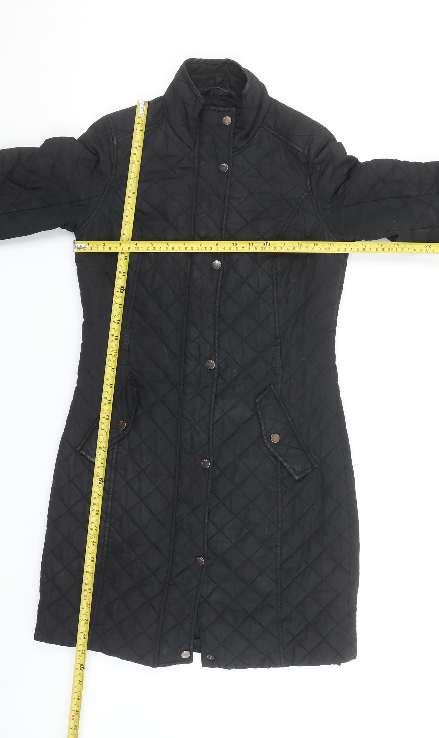 Maine New England Women's Black Quilted Long Coat Size 8
