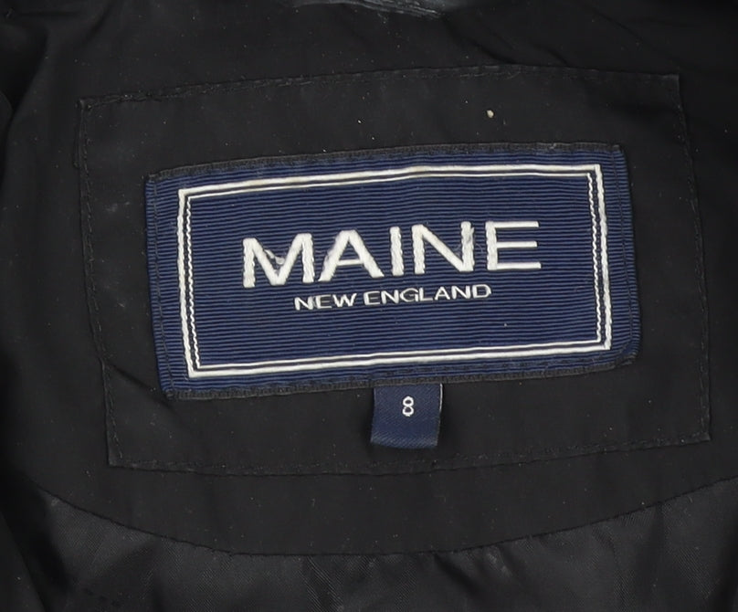 Maine New England Women's Black Quilted Long Coat Size 8