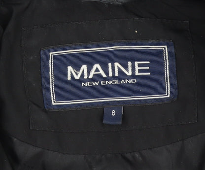 Maine New England Women's Black Quilted Long Coat Size 8