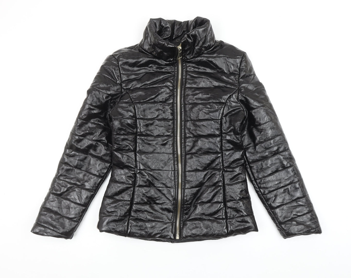 Cameo Rose Womens Black Puffer Jacket S Quilted Lightweight Zip Coat