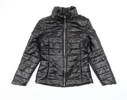 Cameo Rose Womens Black Puffer Jacket S Quilted Lightweight Zip Coat