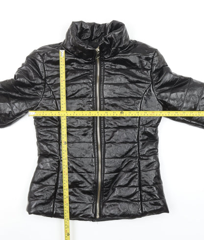 Cameo Rose Womens Black Puffer Jacket S Quilted Lightweight Zip Coat