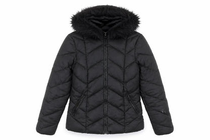 New Look Womens Black Mid-Length Hooded Puffer Jacket Size 8