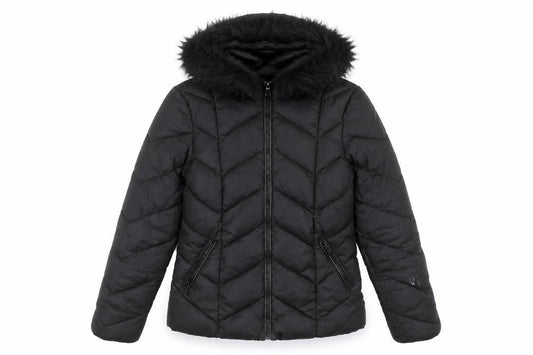 New Look Womens Black Mid-Length Hooded Puffer Jacket Size 8