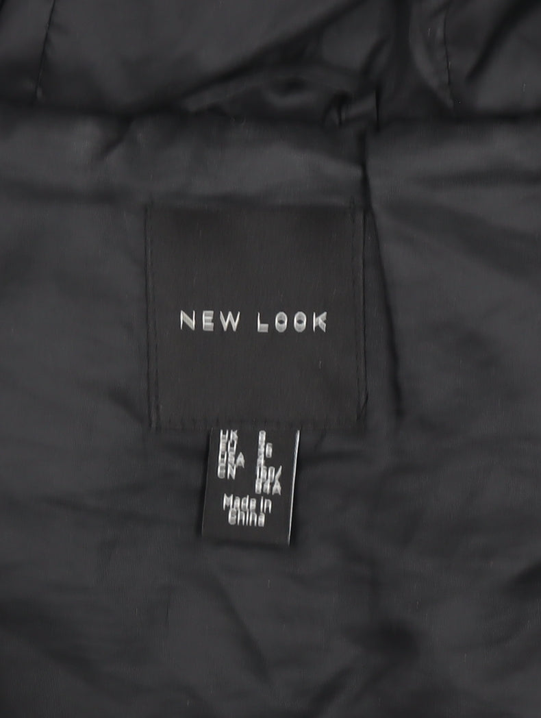 New Look Womens Black Mid-Length Hooded Puffer Jacket Size 8