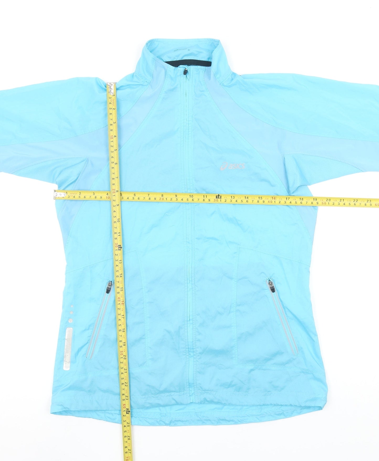 Asics Womens Blue Lightweight Windbreaker Jacket Size M Running