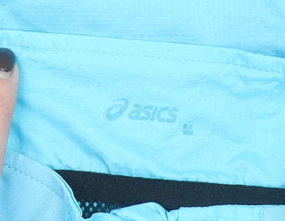 Asics Womens Blue Lightweight Windbreaker Jacket Size M Running