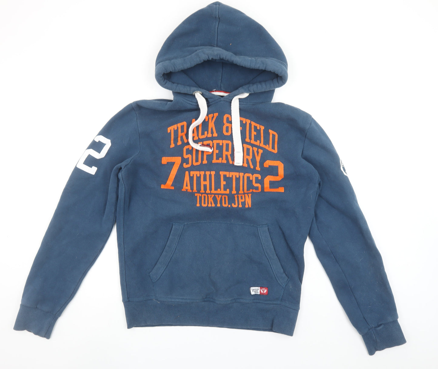 Superdry Mens Blue Pullover Hoodie M Sports Graphic Fleece