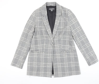 Primark Women's Grey Check Blazer Size 8 Single-Breasted Jacket
