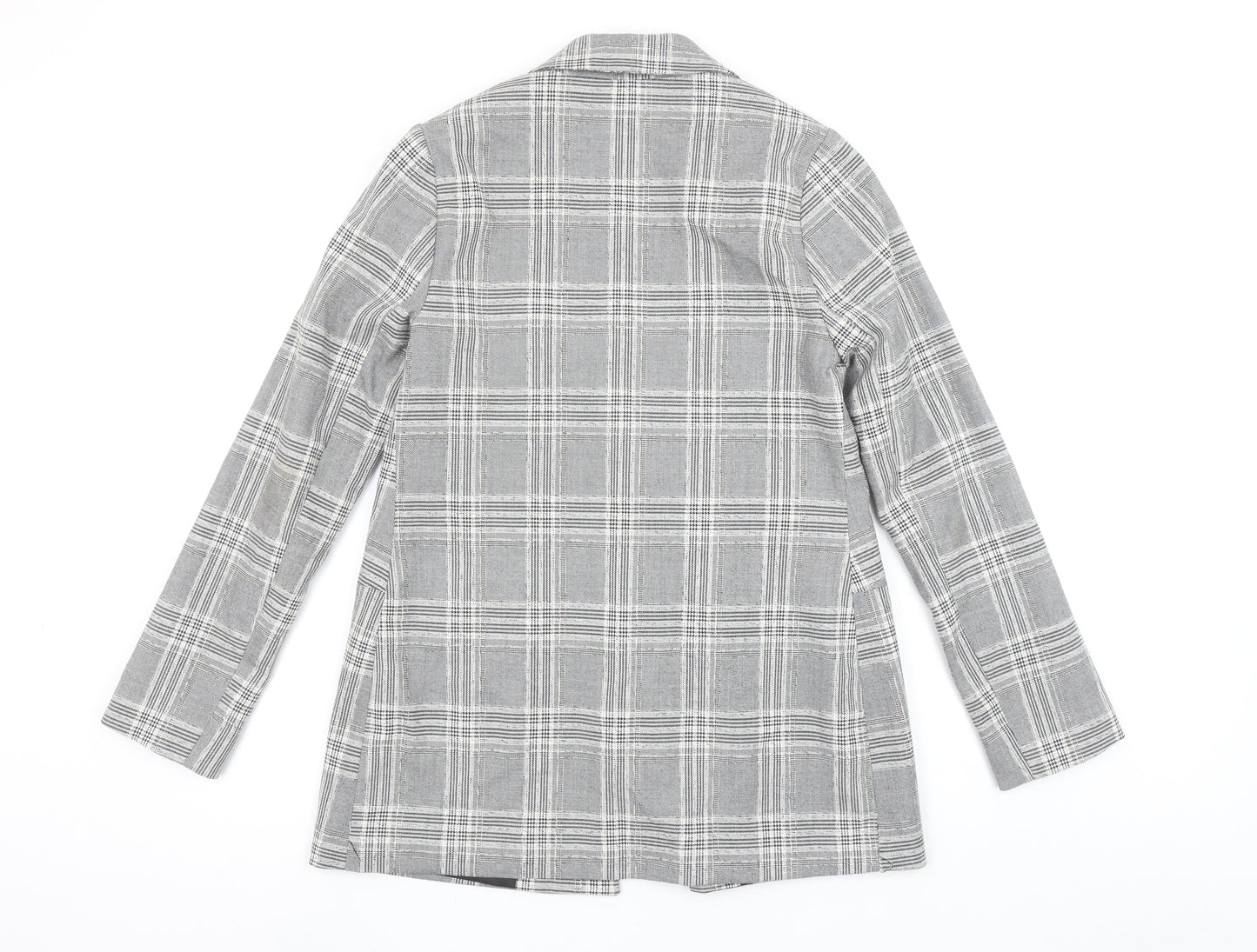 Primark Women's Grey Check Blazer Size 8 Single-Breasted Jacket