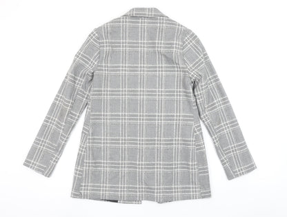Primark Women's Grey Check Blazer Size 8 Single-Breasted Jacket