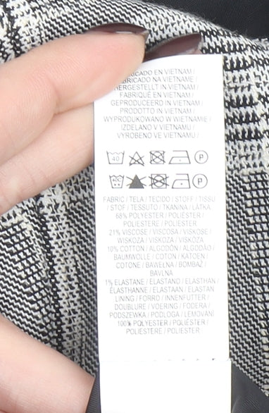 Primark Women's Grey Check Blazer Size 8 Single-Breasted Jacket