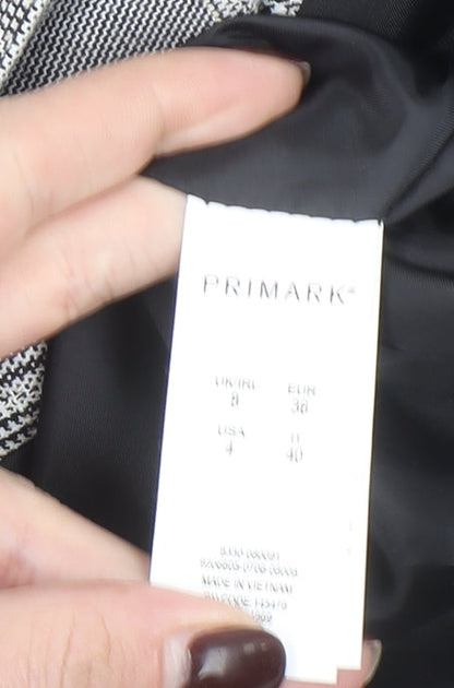 Primark Women's Grey Check Blazer Size 8 Single-Breasted Jacket